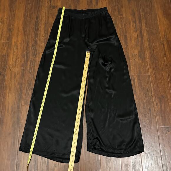 JOHNNY WAS Paradiso High Slit Pants Black Wide Leg Satin Lagenlook NWT - Picture 15 of 16